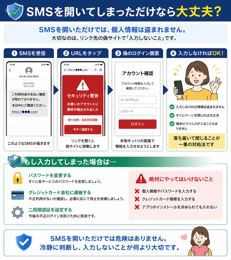URL付きSMSを開いた場合の対処