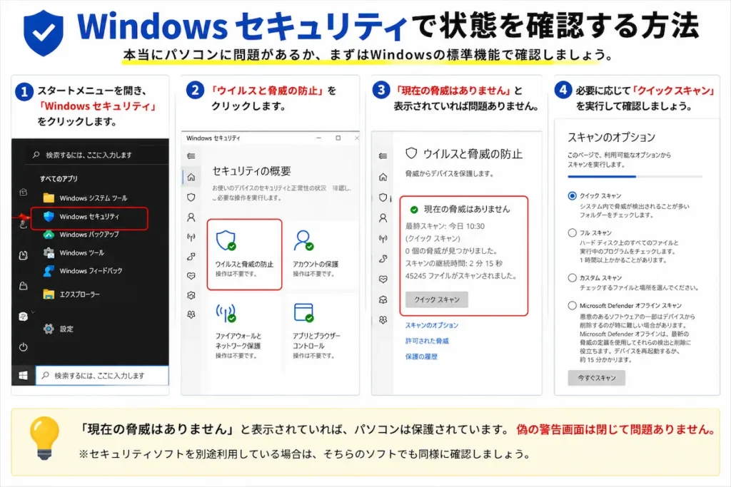Windowsセキュリティでチェックする方法