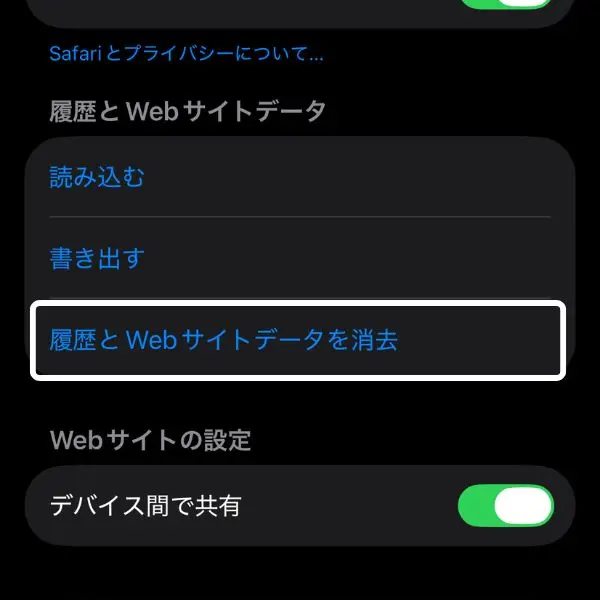 履歴とWebサイトデータ