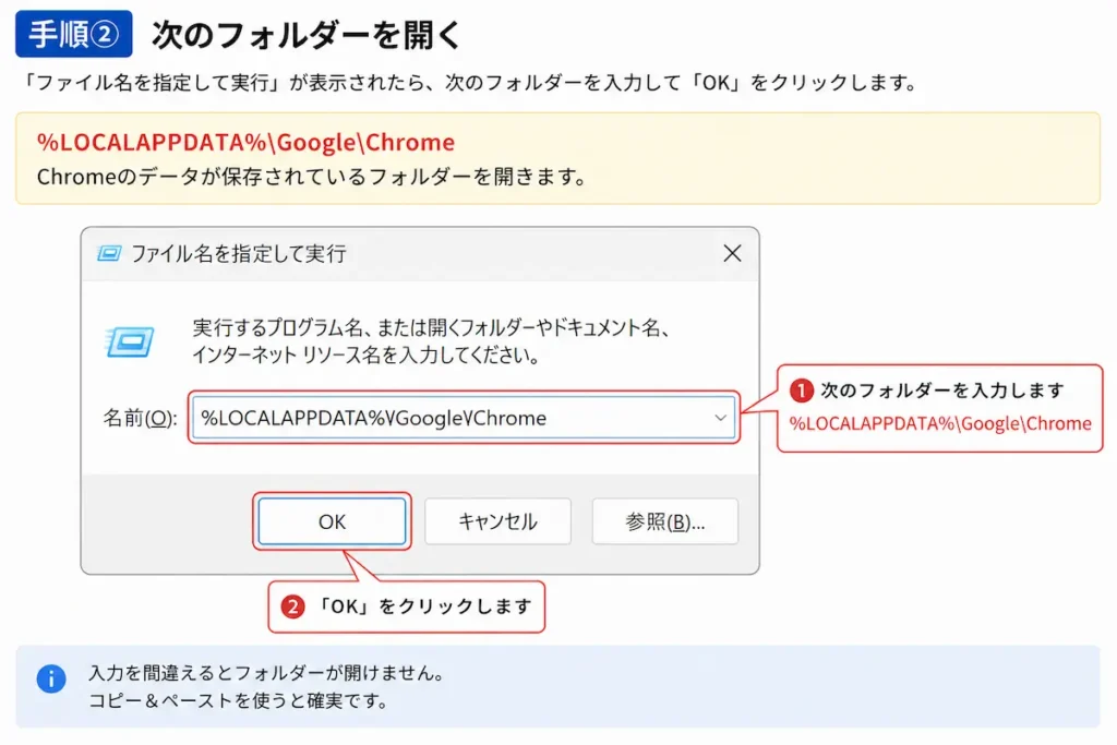 Chromeのデータフォルダーを開く方法