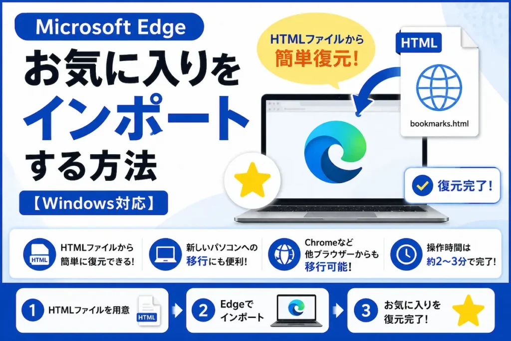 Microsoft Edgeのお気に入りをインポートする方法